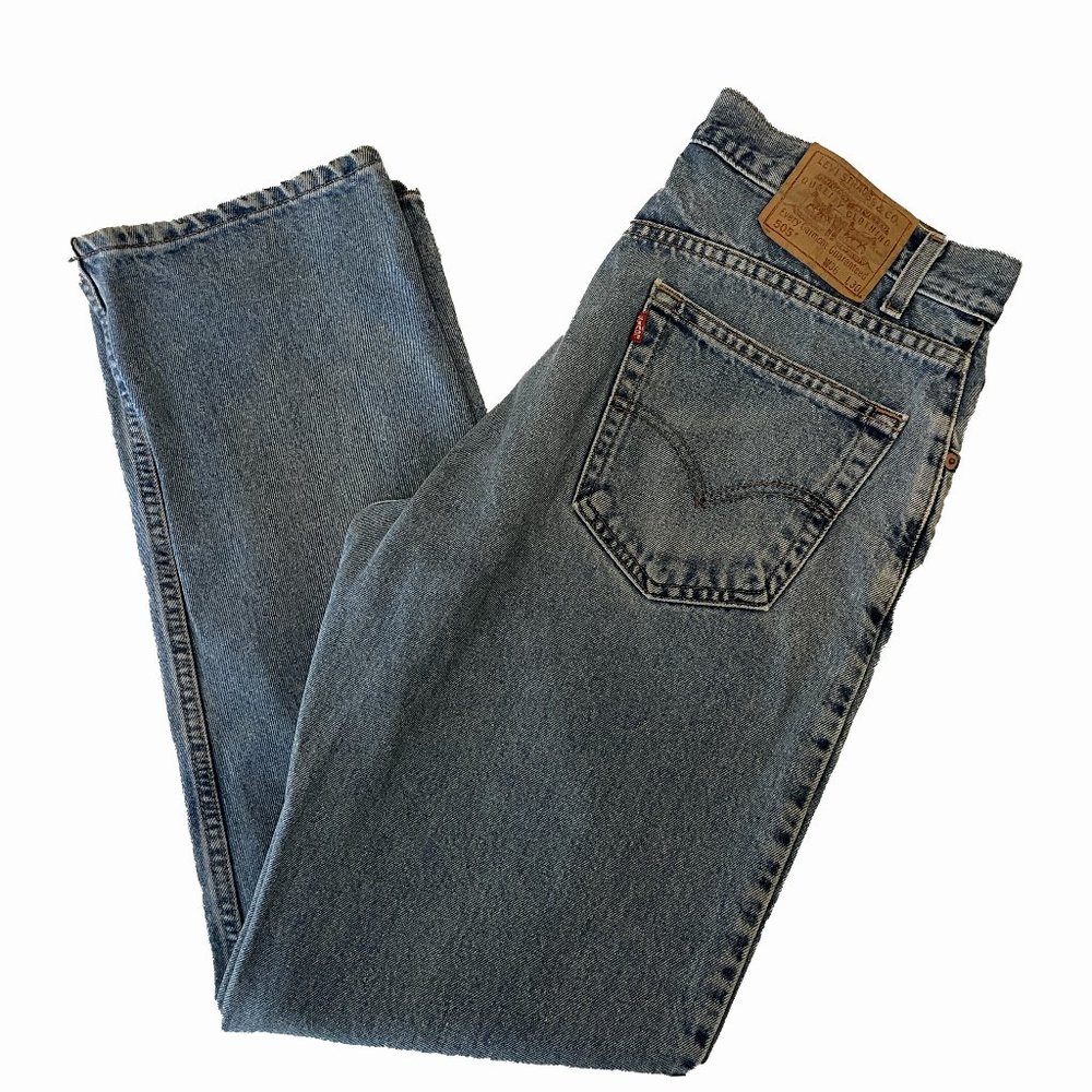 Levis Mens 505 Classic Straight Jeans Blue Faded Classic Rise Vintage 36 x 30